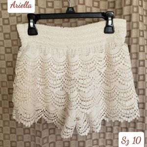 Girls Ariella Lace Crochet Elastic Waist Shorts Size 10